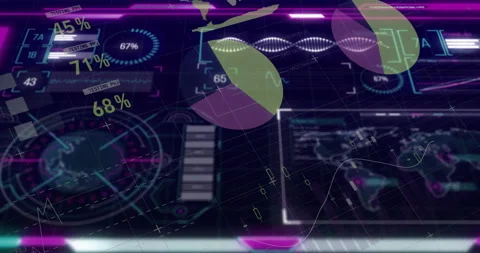Data visualization with graphs and charts on digital interface in futuristic Stock Footage 304840395