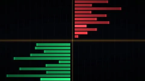 Data visualization with green and red bar graphs on a Stock Footage 340322645