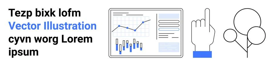 Data Visualization, Hand Gesture, and Abstract Shapes Design with Text Elemen Stock Illustration