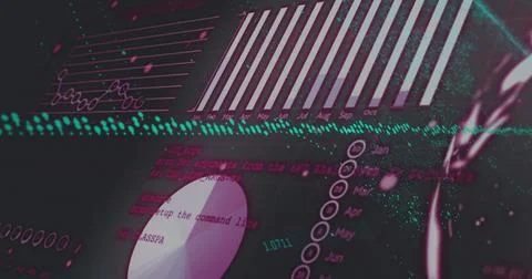 Data visualization image over calendar months and numerical data Stock Photos