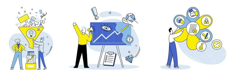 Data visualization. Information in reports helps stakeholders understand Illustrazione stock