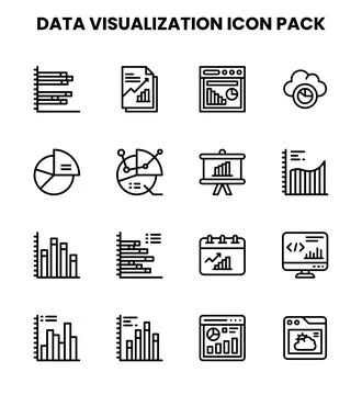 Data Visualization Line Bundle Icons Pack 스톡 일러스트