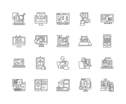 Data visualization line icons, signs, vector set, outline illustration concept 스톡 일러스트