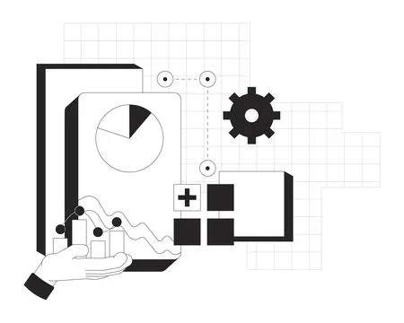 Data visualization line onboarding ui illustration Illustrazione stock