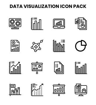 Data Visualization Line Scalable Icons Pack Ilustración de archivo