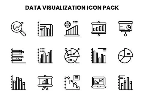 Data Visualization Line Set Icons Pack 스톡 일러스트