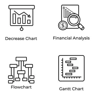 Data Visualization Line Vectors Pack Illustrazione stock