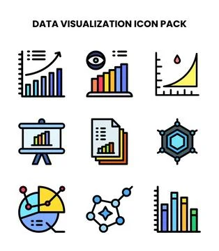 Data Visualization Lineal Color Bundle Icons Pack Stock Illustration