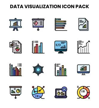 Data Visualization Lineal Color Graphics Icons Pack Stock-Illustration
