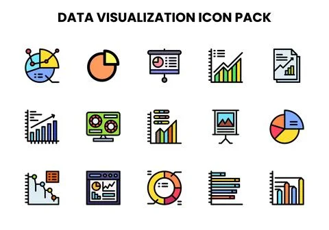 Data Visualization Lineal Color Icons Pack Stock-Illustration