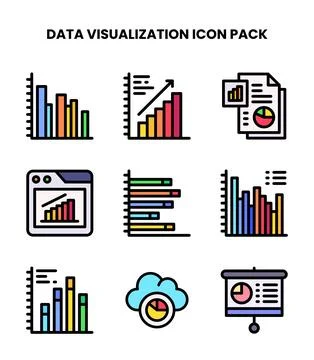 Data Visualization Lineal Color UI Icons Pack Stock Illustration