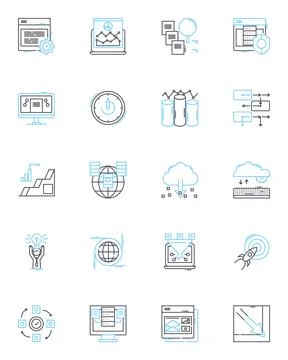 Data visualization linear icons set. Graphs, Charts, Infographics, Dashboards Stock Illustration