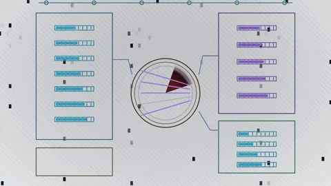 Data visualization with overlapping grids and circles Stock Footage 340365407