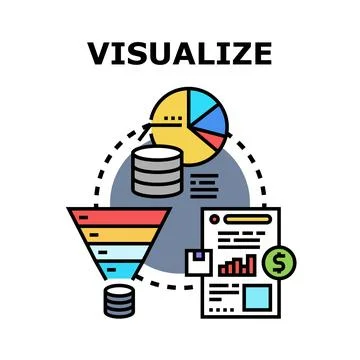 Data visualization process analyzing business information concept 库存插图