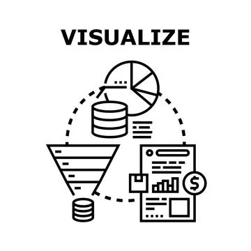 Data visualization process analyzing business information concept 库存插图
