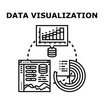 Data visualization process analyzing database statistics Stock Illustration