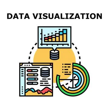 Data visualization process analyzing database statistics Stockillustratie