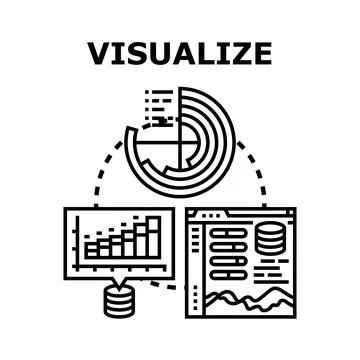 Data visualization process analyzing information diagram concept Illustrazione stock