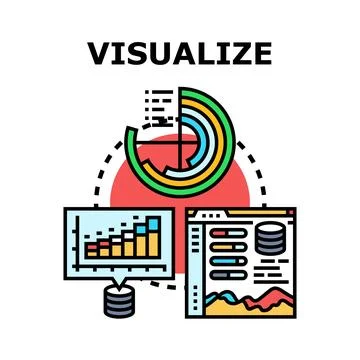 Data visualization process analyzing information diagram concept Stock Illustration