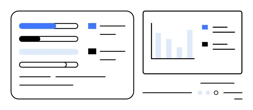 Data Visualization with Progress Bars and Bar Chart for Performance Analysis 스톡 일러스트