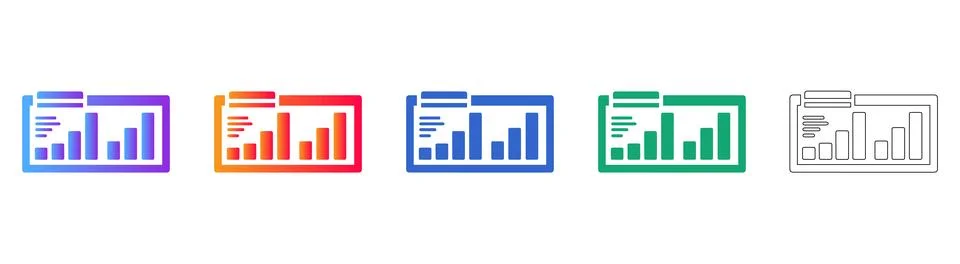 Data Visualization Report Icon Set Ilustração Stock