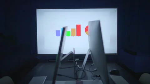 Data Visualization on a Screen with Bar and Pie Charts for improved Stock Footage 292847357
