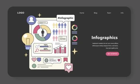 Data Visualization set. Flat vector illustration. Illustrazione stock
