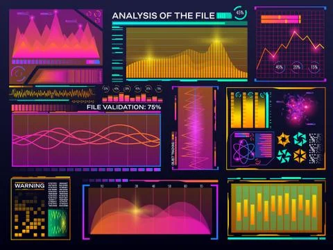 Data visualization set. HUD color interface. Modern infographic template Stock Illustration