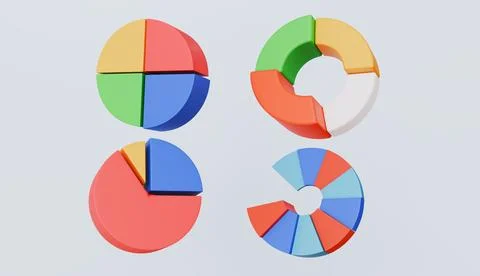 Data visualization, set of pie graph icons, data analysis concept Illustrazione stock