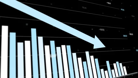Data visualization showing declining financial trends, multiple graphs Stock Footage 300612079