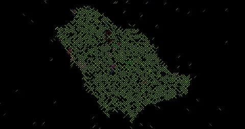 Data Visualization with Sliding Diagonals Creating Saudi Arabia Map Stock Footage 327072456