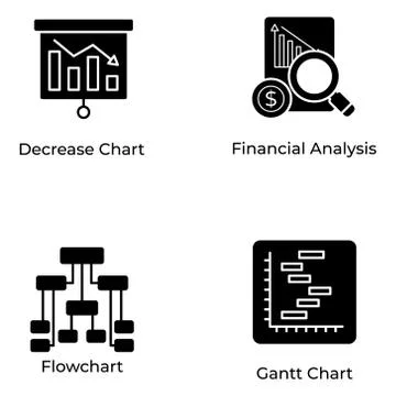 Data Visualization Solid Vectors Pack Illustrazione stock
