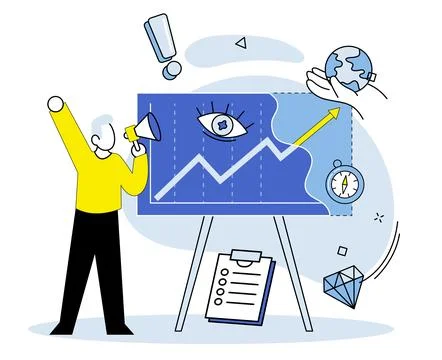 Data visualization. Statistics provide quantitative measures support data Stock Illustration