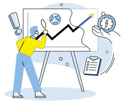 Data visualization. Strategy formulation involves creating plan to achieve long 스톡 일러스트