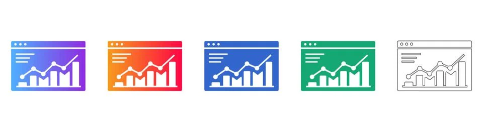 Data Visualization Trend Icons Illustrazione stock