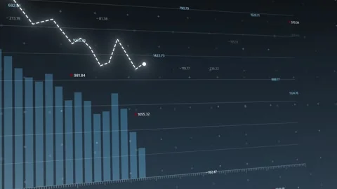 Data visualization trends analysis, declining graphs, blue tones Stock Footage 296186309