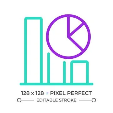 Data visualization two color line icon Illustrazione stock