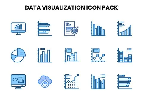 Data Visualization Two Colour Design Icons Pack Stockillustratie