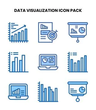 Data Visualization Two Colour Design Icons Pack Stock Illustration