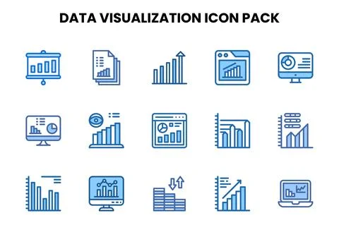 Data Visualization Two Colour Graphics Icons Pack 스톡 일러스트