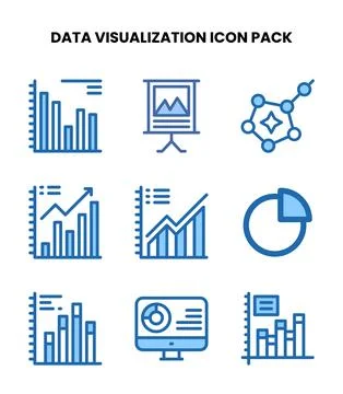 Data Visualization Two Colour Icons Pack Illustrazione stock