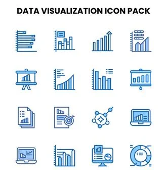Data Visualization Two Colour Icons Pack Stock Illustration