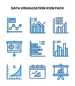 Data Visualization Two Colour Scalable Icons Pack イラスト素材