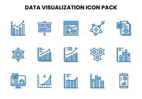 Data Visualization Two Colour Vector Icons Pack Stock Illustration