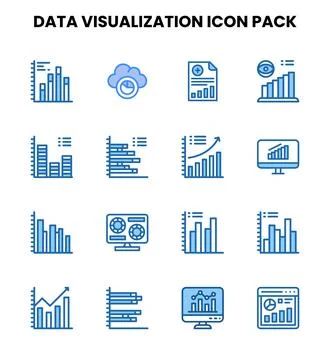 Data Visualization Two Colour Vector Icons Pack 스톡 일러스트