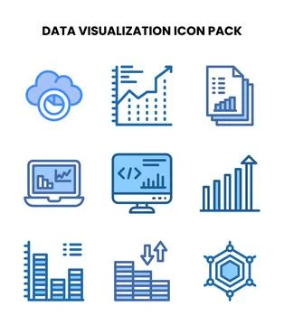Data Visualization Two Colour Vector Icons Pack 스톡 일러스트