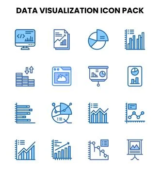 Data Visualization Two Colour Vector Icons Pack Stock Illustration