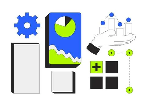 Data visualization with UI components 2D cartoon objects set Stock Illustration