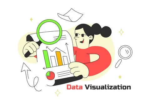 Data Visualization Vector Illustration Featuring Business Analytics, Financ.. 库存插图