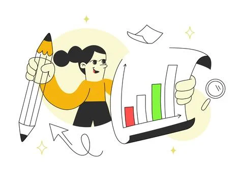 Data Visualization Vector Illustration Featuring Business Analytics, Financ.. Stockillustratie